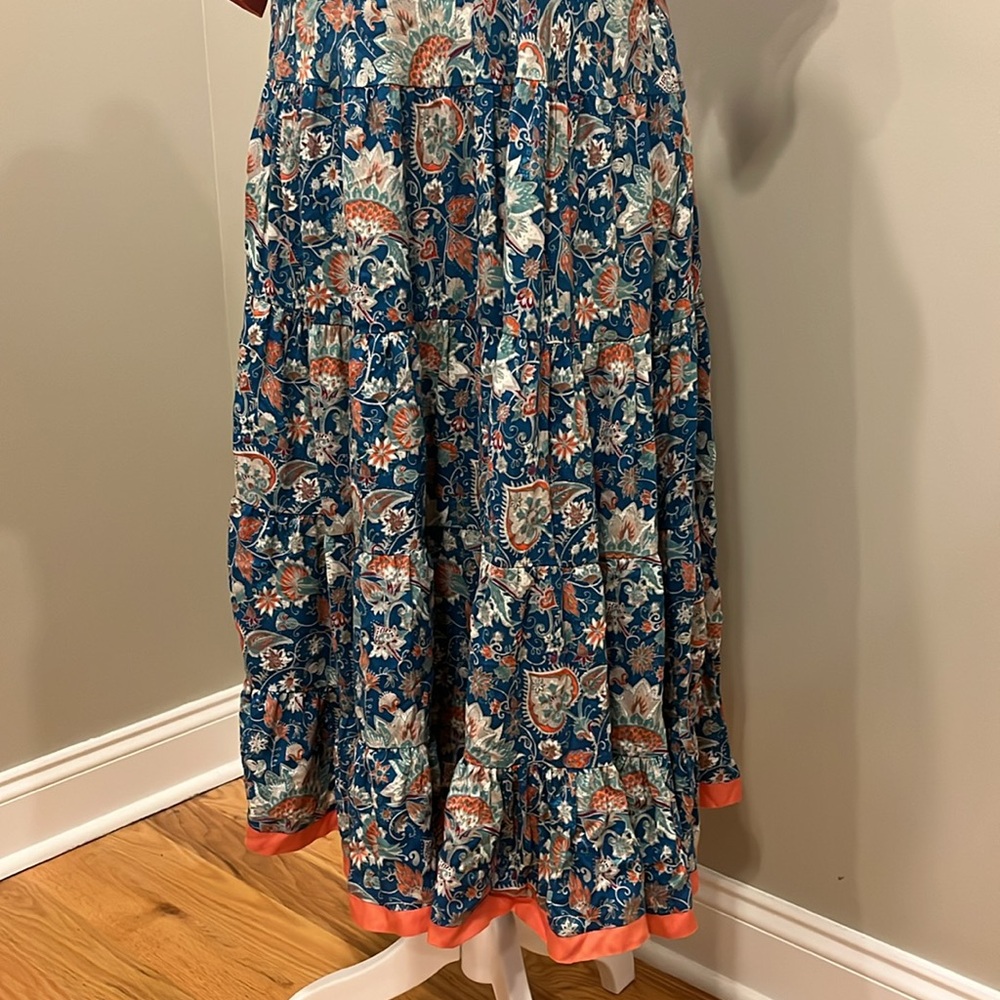 Soft Surroundings Womens Fiery Teal Floral Short Sleeve Midi Dress - Picture 3 of 7